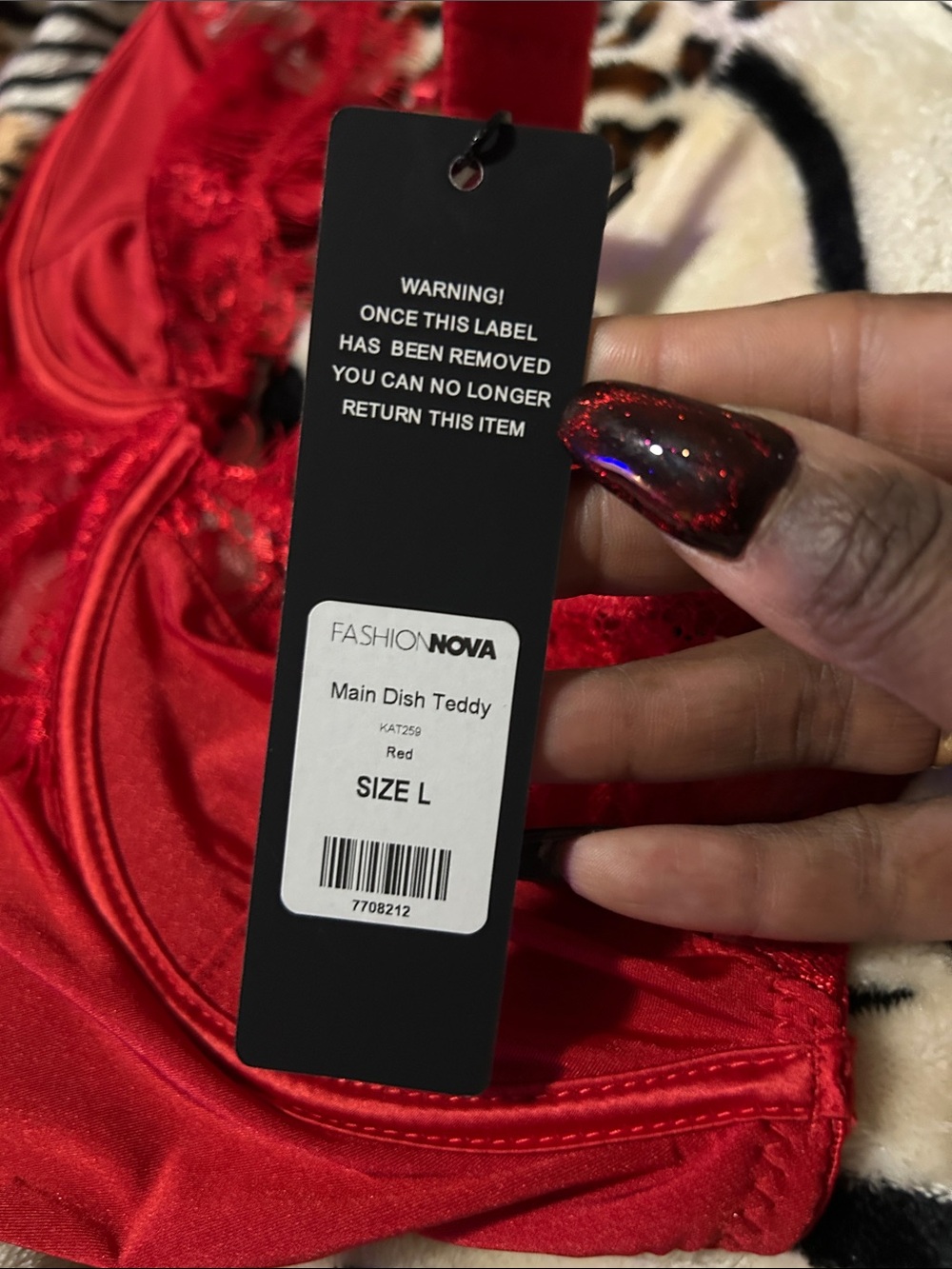 Fashion Nova Red Lace-Trim Bodysuit - Women Intimates & Sleepwear - Picture 3 of 4